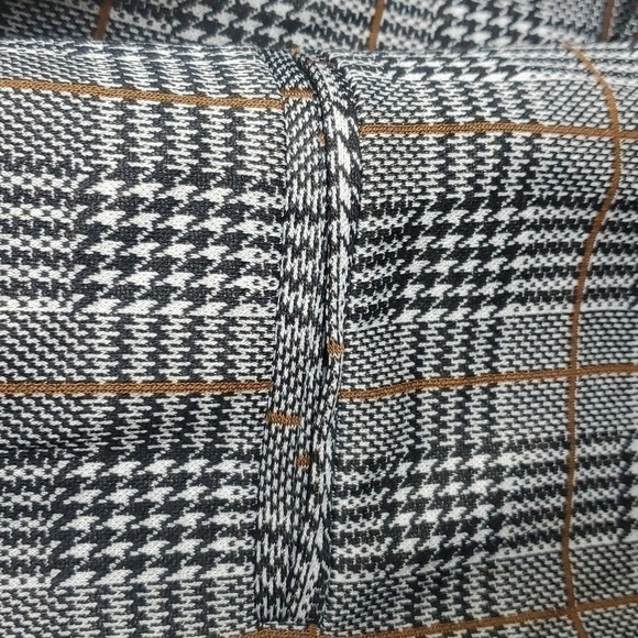 Eclipse Lapel Colar Folding Sleeve Open Front Plaid Blazer Brown Size Small - Picture 5 of 12